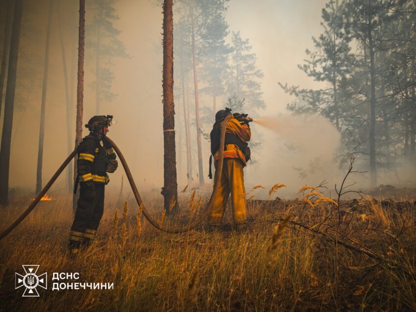На Донеччині через ворожі обстріли горить понад 1100 гектарів лісу (фото)