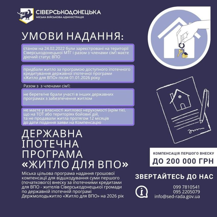 Сіверськодонецька МВА компенсує до 200 тис. грн першого внеску за іпотекою для ВПО - Фото №2